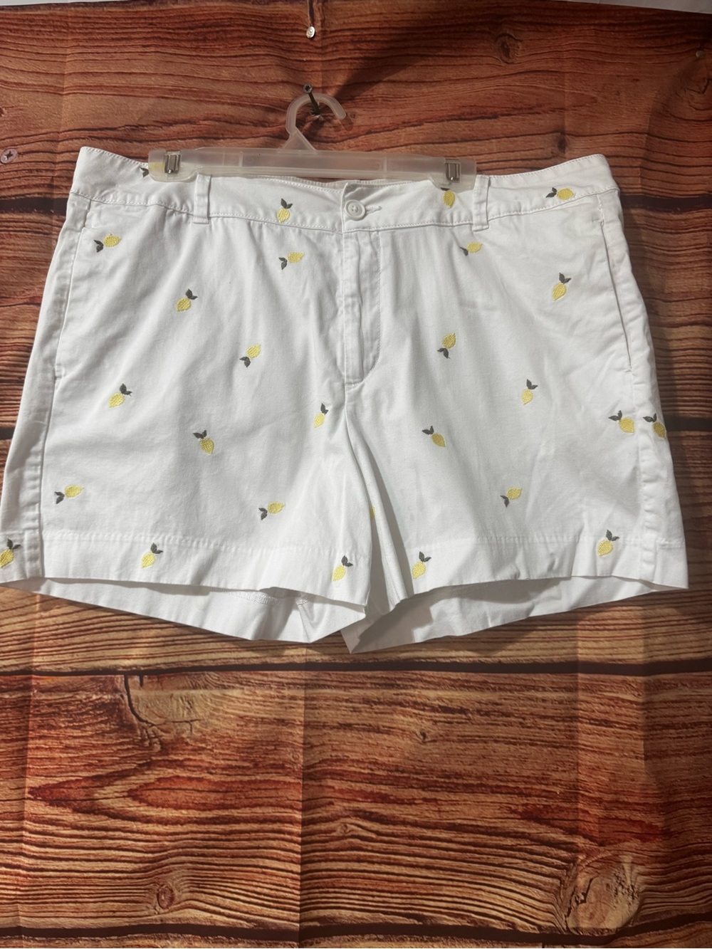 St. John's Bay White High-Waist Shorts with Yellow Lemon Embroidery
